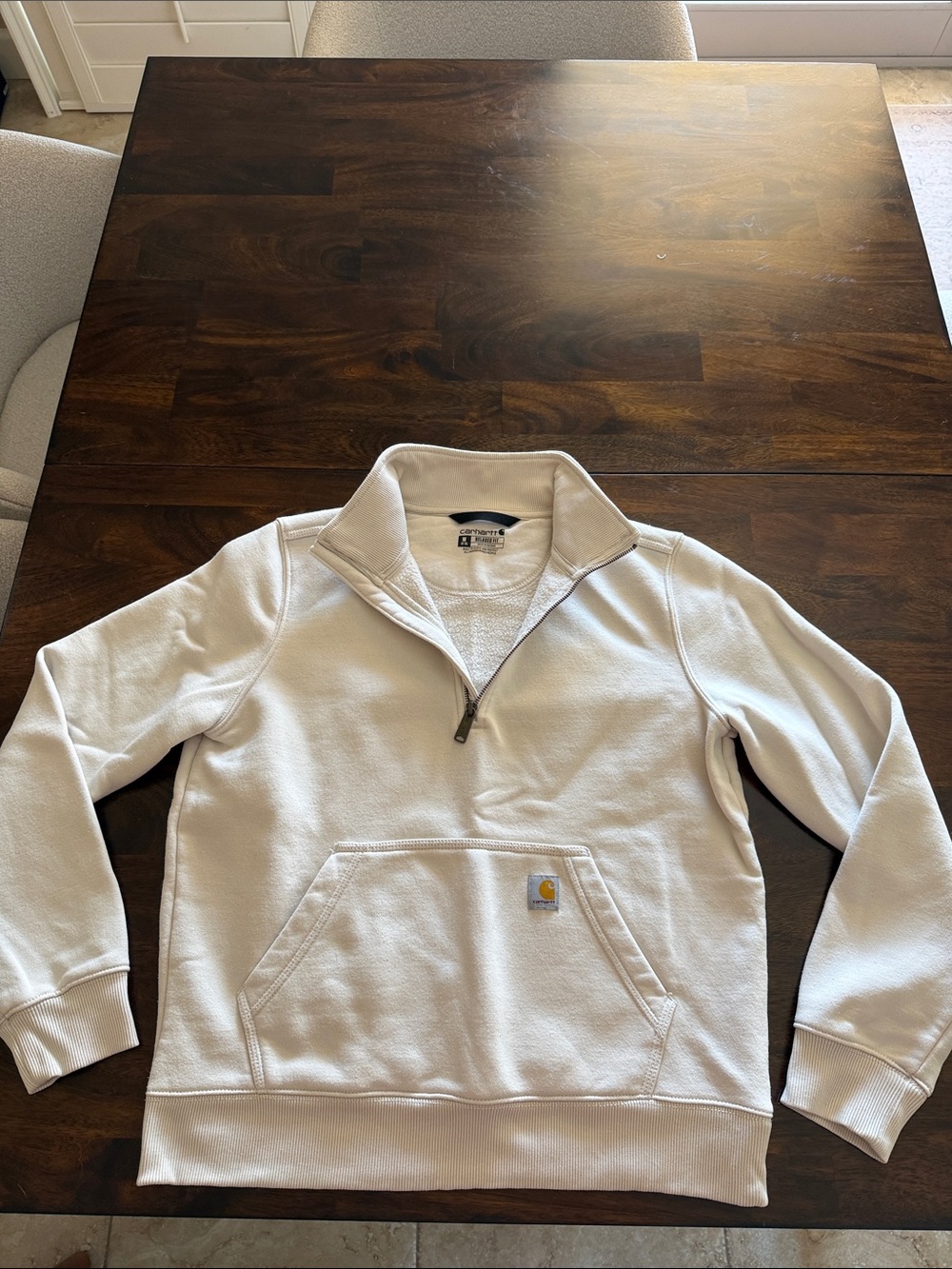 Carhartt Women’s Relaxed Fit Sweatshirt in Light Cream